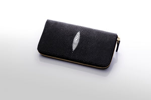 長財布〈ファスナー〉：キャビアブラック（内色キャメル）