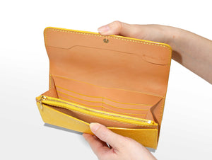 長財布：イエロー（内装色：キャメル）