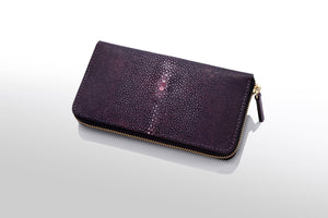 長財布〈ファスナー〉：パープルグラデーションA (手染め一点物) - ルナロッサ・ヨッピー