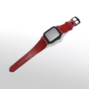 AppleWatchベルト：ブラッディレッド（手染め一点物） - ルナロッサ・ヨッピー