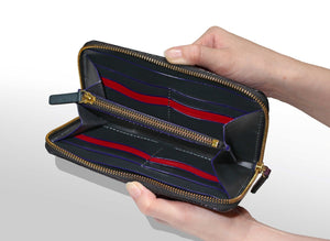 ファスナー長財布：パープルグラデーションC (手染め一点物) - ルナロッサ・ヨッピー