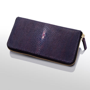 長財布〈ファスナー〉：パープルグラデーションC (手染め一点物) - ルナロッサ・ヨッピー