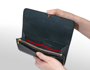 長財布：キャビアブラック(内装色：ネイビー) - ルナロッサ・ヨッピー