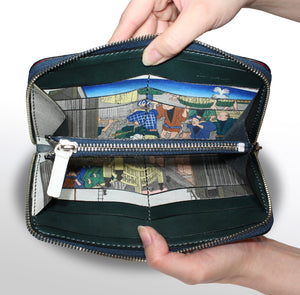 長財布〈ファスナー〉：和紙・日本橋朝之景 - ルナロッサ・ヨッピー