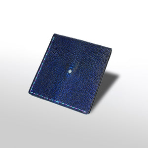 薄折り財布：ディープブルー（手染め一点物） - ルナロッサ・ヨッピー