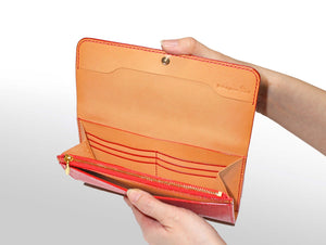 長財布：レッド（内装色：キャメル） - ルナロッサ・ヨッピー