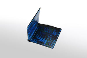 薄折り財布：マリンブルー（手染め一点物） - ルナロッサ・ヨッピー