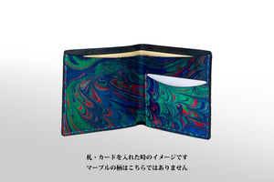 薄折り財布：ディープブルー（手染め一点物） - ルナロッサ・ヨッピー