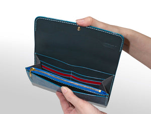 長財布：本藍染め (手染め一点物) - ルナロッサ・ヨッピー