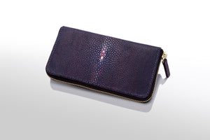 ラウンドファスナー長財布：ルーナ (手染め一点物) - ルナロッサ・ヨッピー