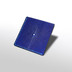 薄折り財布：マリンブルー（手染め一点物） - ルナロッサ・ヨッピー