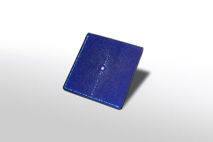 薄折り財布：マリンブルー（手染め一点物） - ルナロッサ・ヨッピー